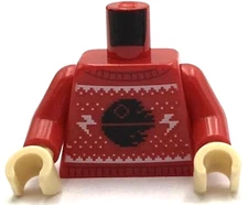Lego New Minifigure Red Torso Knit Fair Isle Holiday Sweater w/ Black SW Part