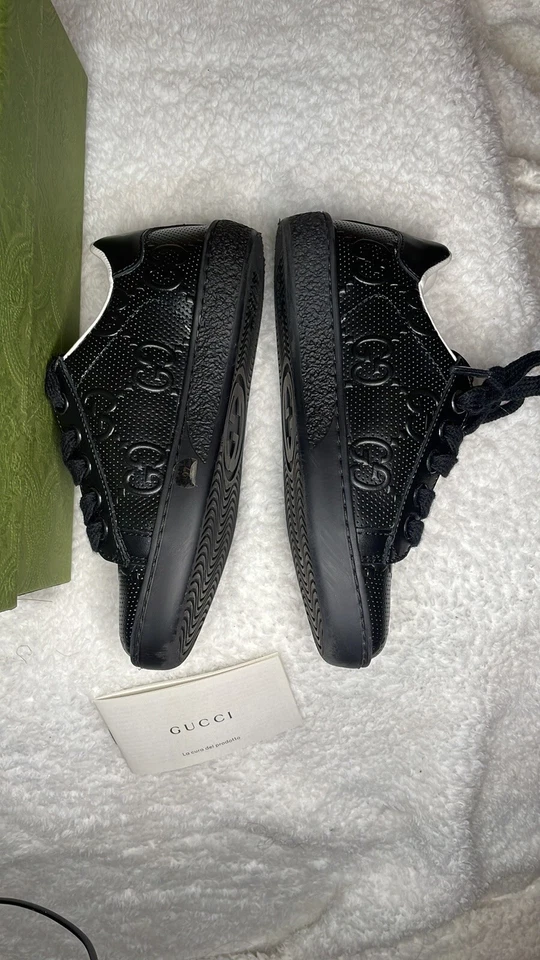 Niños Gucci Cuero Superior y Suela de Goma GG Tenis Becerro 16/T Foto 4 de 4