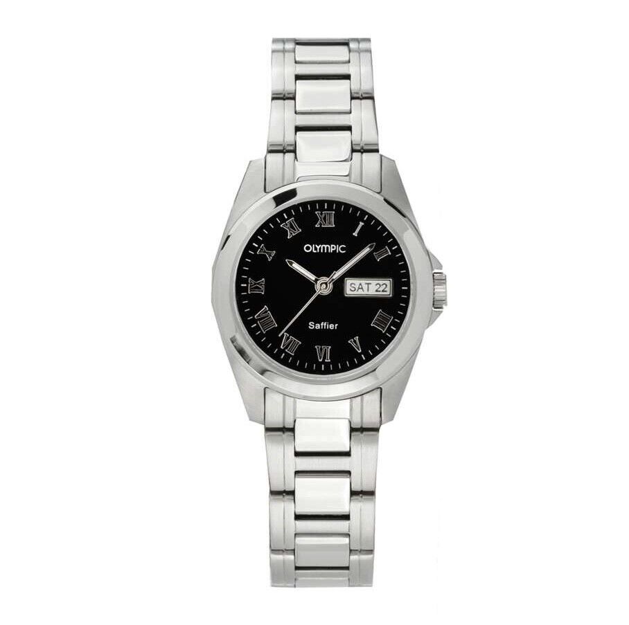 Olympic Ladies Watch, Black 27mm Dial, Stainless Steel Strap, Boxed, OL26DSS111