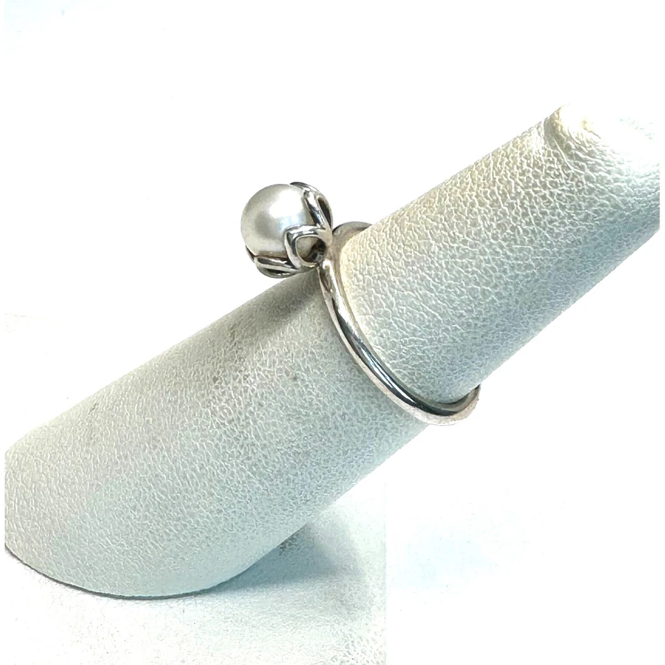 Anel Pandora 925 prata esterlina e pérola tamanho 5,25 céu - Imagem 3 de 4