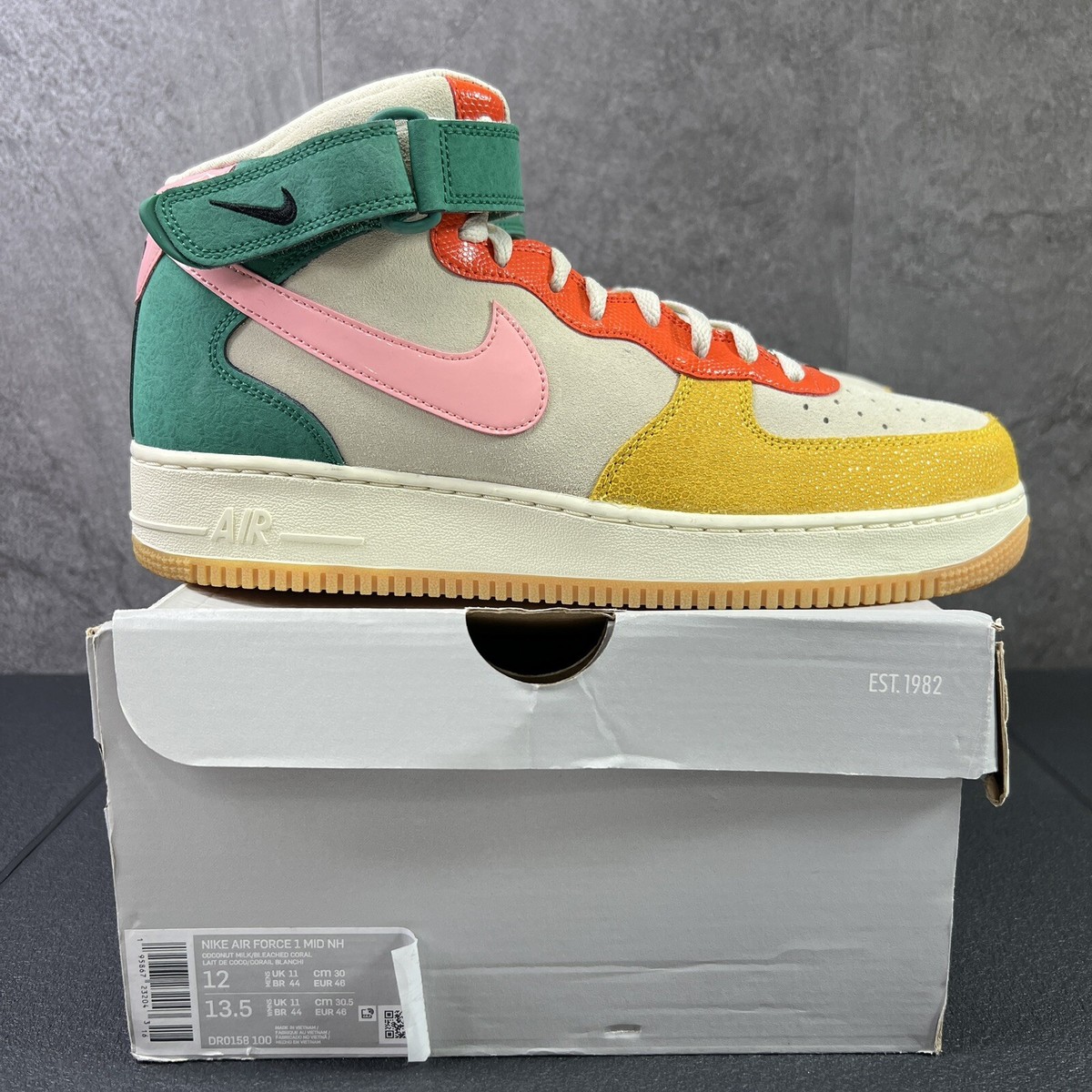 Nike Air Force 1 Mid Coconut Milk Vivid Sulfer Rush Orange Sneakers Men Size 12 Men main image 2