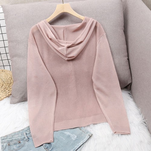 Cardigan Very Thin Long Sleeve Knitted Top Coat Casual Hooded Top Sunscreen To L - Picture 8 of 30