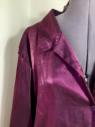 Vintage 90s Y2K Liquid Satin Button Up Blouse Size 24 Phoebe Buffay Party Dressy - Picture 9 of 14