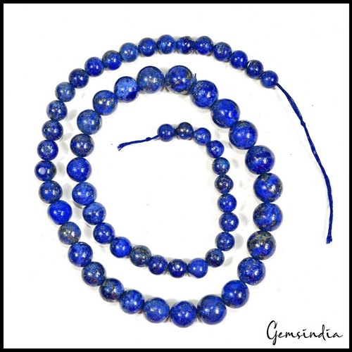 Natural AAA Blue Lapis Lazuli Gemstone Round Loose Beads for Jewelry Making 18" - Picture 4 of 7