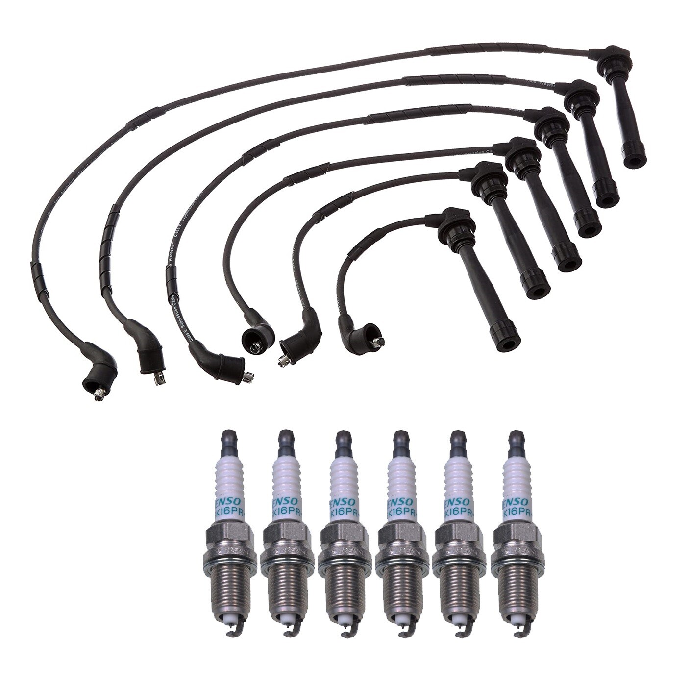 Denso Wire Set 7mm  6 Iridium Long Life Spark Plug .044 Kit For Hyundai Kia V6