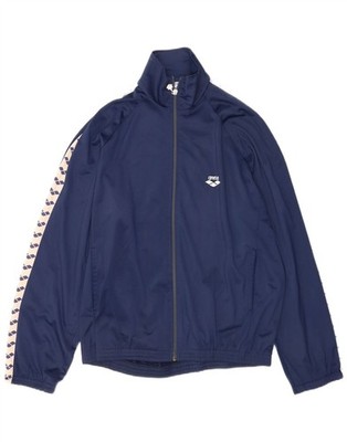 Arena Mens Graphic Tracksuit Top Jacket XL Navy Blue Colourblock PB03