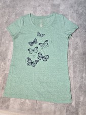 St Johns Bay Womens Coral Dandelion Butterfly Graphic T-shirt Scoop Neck Xs