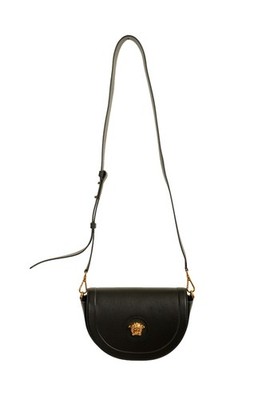Versace Women's Grainy Leather Gold Medusa Half Moon Handbag Shoulder Bag