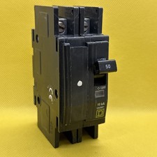 Square D QOU250 50 Amp 2 Pole 120/240VAC Q0U Circuit Breaker 50A 2P w/ Din Rail