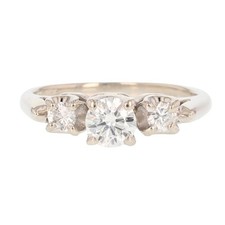 .57ctw Round Cut Diamond Three-Stone Engagement Ring 14k White Gold Size 5