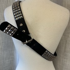 Hot Topic 3 Row Pyramid Black Leather Studded Punk Belt Y2K Style 42 Mens Gothic