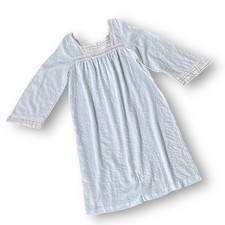 MISS ELAINE Vintage Blue Nightgown Cottagecore Lace Trim Prairie Dress