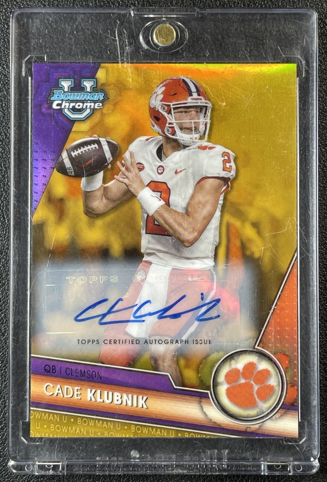 CADE KLUBNIK 2023 BOWMAN UNIVERSITY U CHROME 33 PROSPECT GOLD REFRACTOR AUTO /50