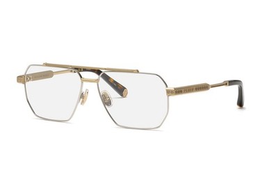 Philipp Plein VPP157M Eyeglasses Eye Glasses 0544 Shny Pal W/Rse Gld Pts Authent