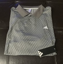 NWT Adidas Jacquard Golf Polo Shirt Mens Size XXL 2XL Gray Patterned Stretch G9