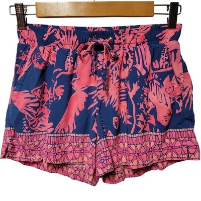 Lilly Pulitzer Katia Drawstring Shorts Womens Size XXS Indigo Night Caw Beach