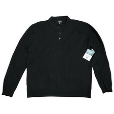 Black Knit Long Sleeve Polo Shirt Men  s L NWT Casual Golf Business Minimalist