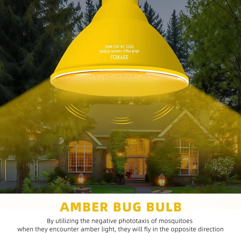 LOXYEE Par38 Amber Yellow LED Bug Light Bulbs Outdoor,20W(200W Equivalent) Bug L - Image 3 of 4