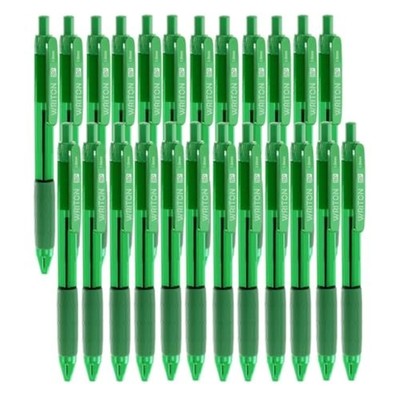 Writon Retractable Ballpoint Pens, Comfort Grip, 1.0Mm Medium Point, Green Ink,