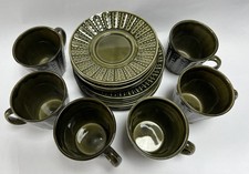 18 PIECE RETRO/ VINTAGE TAMS GREEN LEAF  TEASET 6 cups, 6 saucers & 6 sideplates