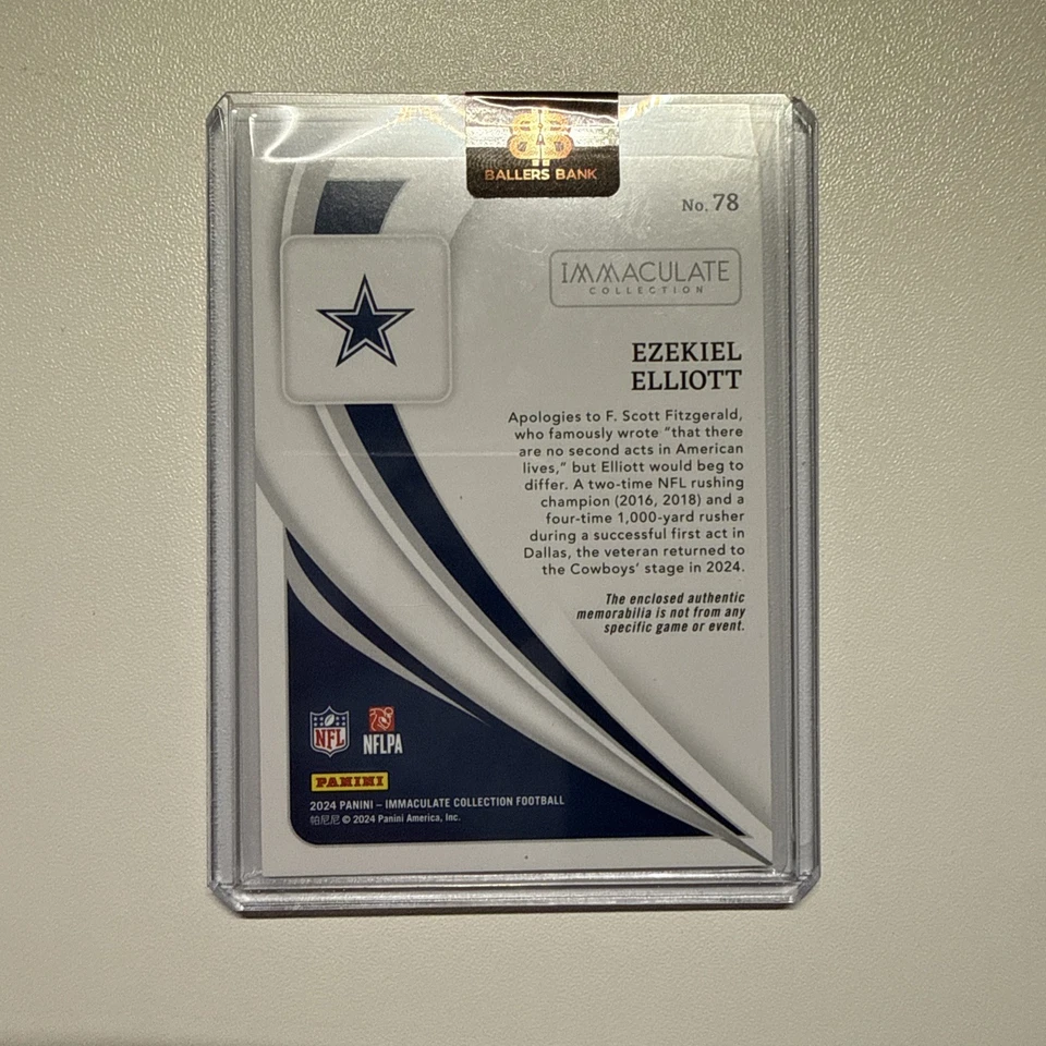 2024 Immaculate - Ezekiel Elliot Laundry Tag #78 /10 - Image 2 of 2
