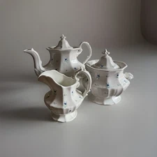 Antique French Tite Ristori Sprig Tea Service, C 1850