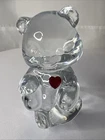 Vintage Fenton Art Glass Birthstone Birthday Bear, Ruby Red Heart