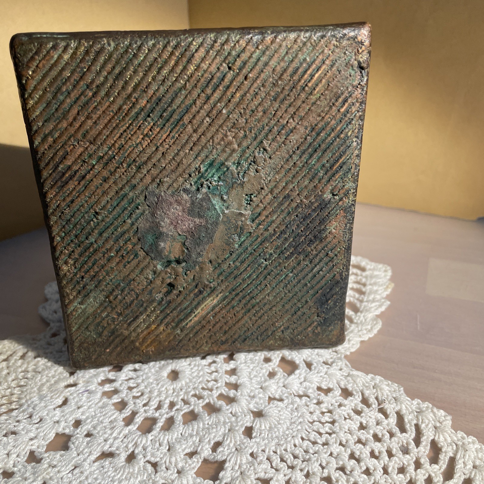 SINGLE LG. KBW KATHODIAN BRONZE CLAD ANTIQUE CHERUB BOY w/BOOK SCULPTURE BOOKEND