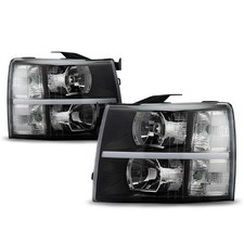 LED Bar Headlights for Chevy Silverado 2007-2014 Black Housing Clear Lens