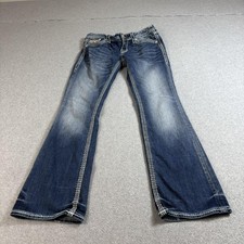 Rock Revival Jean Women 29 Blue Kali Boot Bootcut Contrast Stitch Rhinestone Y2K