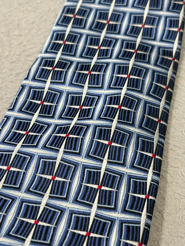 Corbata Stefano Conti Azul Patrón Simétrico 55" Hecha en Canadá 00952 Foto 4 de 4