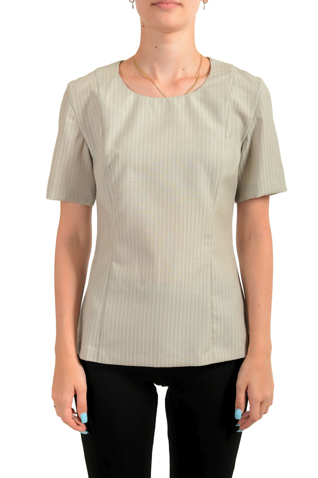 Женская блузка в серую полоску из 100% шерсти Maison Margiela, топ US M IT 42