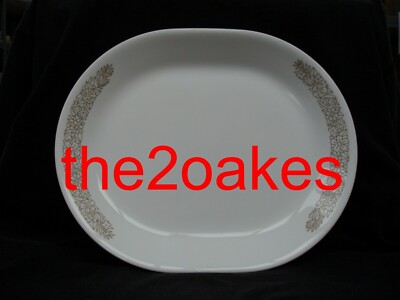 Corelle WOODLAND BROWN Serving Platter Meat Tray Plate 12-1/4'' Oval