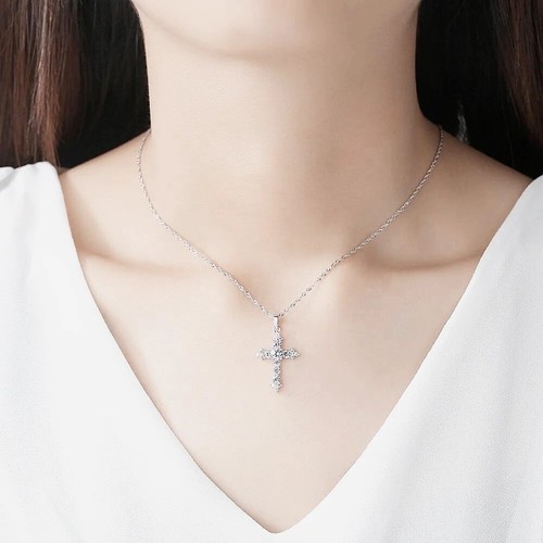 Damen Kette mit Kreuz Anhänger Silber 925 Zirkonia K476 - Picture 4 of 7