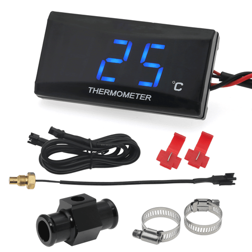 Blue Digital Motorcycle ATV Water Temp Gauge Thermometer Sensor +18mm Adapter - Picture 1 of 19