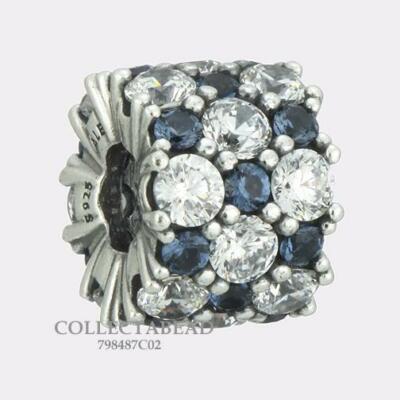 Authentic PANDORA Sterling Silver Blue Clear CZ Sparkle Charm 798487C02 