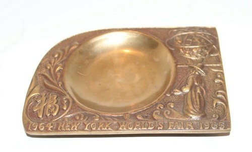 Vintage 1964 NY Worlds Fair 1965 ed KOREA PAVILION BRASS TRINKET TRAY Heavy - Picture 2 of 4
