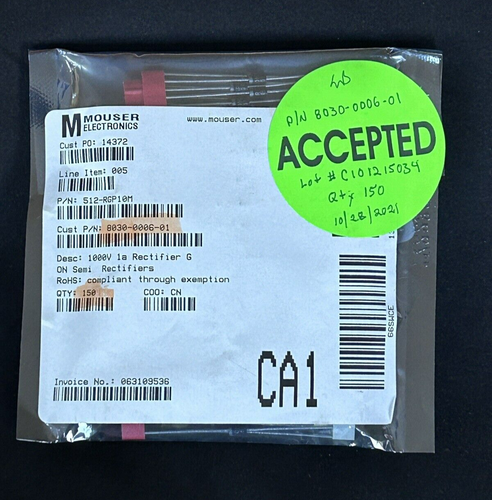 Onsemi/Fairchild 512-RGP10M, 1000V Fast Recovery Gleichrichterdiode, DO-41 (150) - Bild 2 von 6
