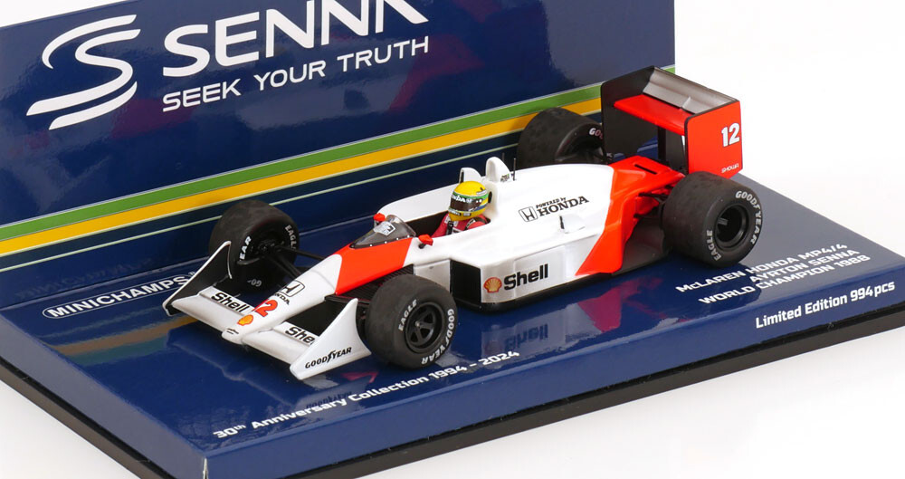 1:43 McLaren Honda MP4 4 No 12 World Champion Ayrton Senna 1:43 McLaren Honda MP4 4 No 12 World Champion Ayrton Senna