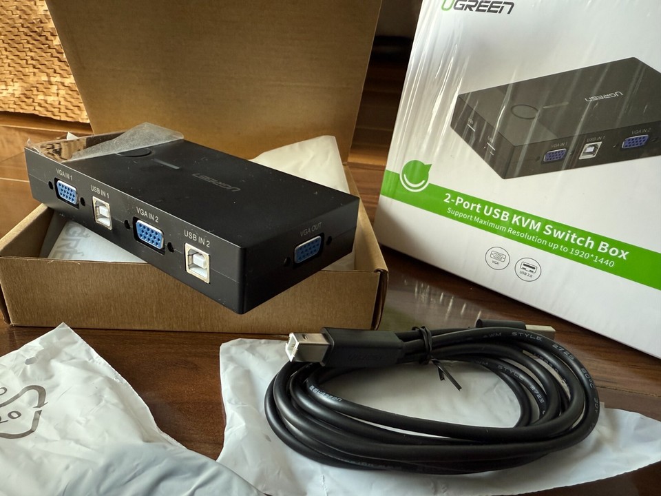 UGREEN 30357 2 Port USB KVM Switch Box Used Comes With Cords | eBay