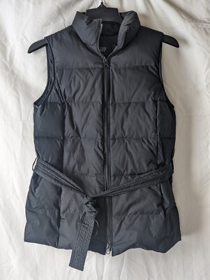 GAP Women's Size Small Black Adjustable Belted Puffer 75% Down