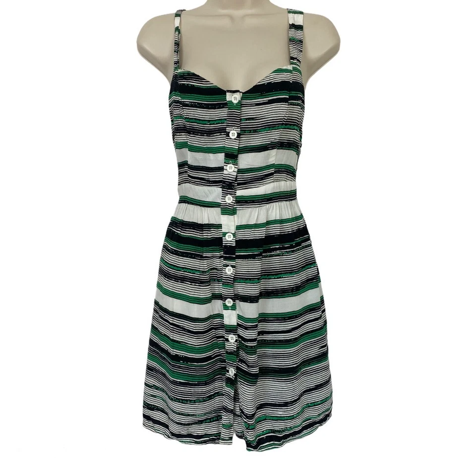 UO Staring At Stars 十字十字镂空连衣裙 S 女式口袋白色绿色 — 第 2/4 张图片