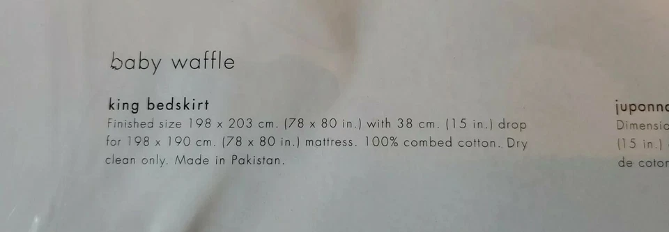 Новый нераспакованный Calvin Klein King юбка для кровати лазурит/сирень 78 «x 80» Baby вафли расчесанный хлопок - Изображение 3 из 4