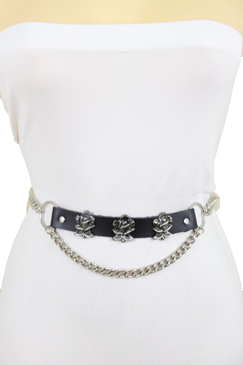 Women Silver Metal Chain Casual Day Wear Look Belt Rose  display picture 3
