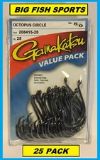GAMAKATSU #208 OCTOPUS CIRCLE HOOK 25 HOOKS Value Pack 5/0 208415-25 NEW!