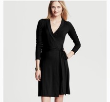 Banana Republic Classic Black  Wrap Dress Long Sleeve Size 4. Party, Cocktail