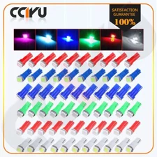 60Pcs Multi-color T5 1SMD-5050 Wedge Car LED Gauge Light Bulbs 74 73 70 17 2721
