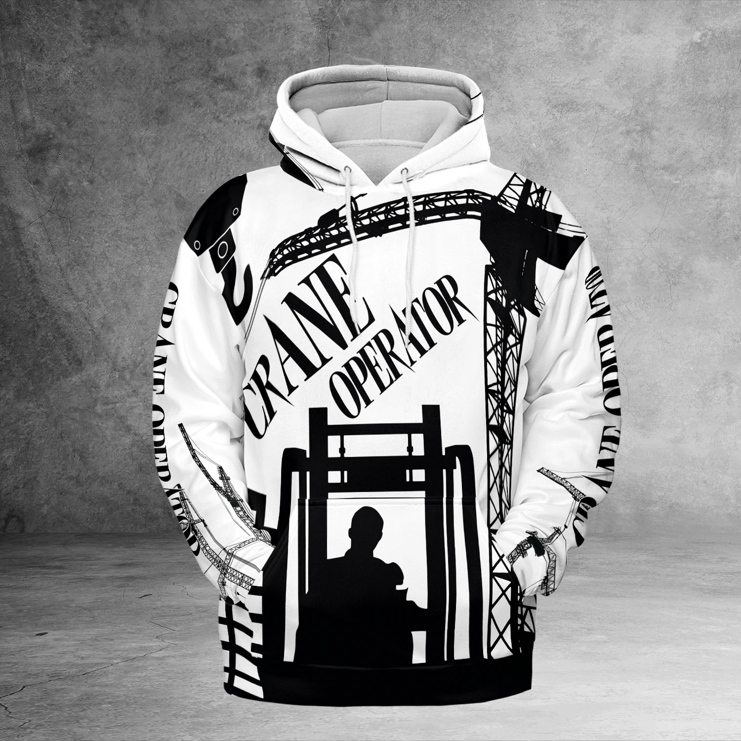 Crane Operator Black And White Style 3D Hoodie Size S-5XL