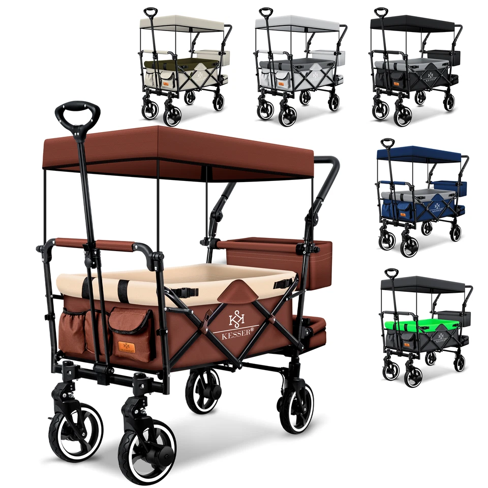 KESSER® Bollerwagen GTS-9100 Faltbar Dach Handwagen Klappbar Strandwagen Gurt
