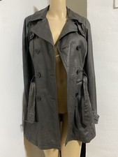 Orsay Brown/grey Leather Belted Mini Trench Coat/mac Eur 34 8-10